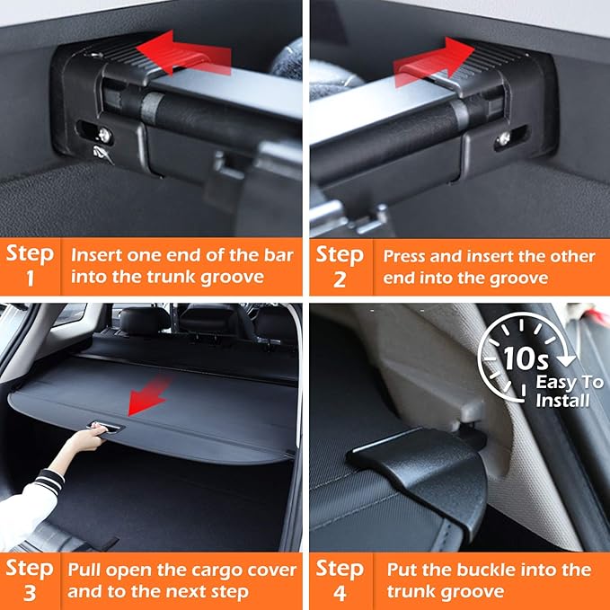 Trunk Cargo Cover For Chevy Chevrolet Equinox GMC Terrain 2018 2019 2020 2021 2022 2023 2024 2025 Retractable Rear Trunk Cargo Luggage Security Shade Cover Shield Waterproof All Weather (Black)