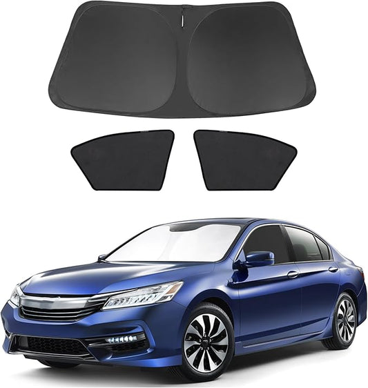 3PCS Car Window Shades Front Windshield Sun Shade Foldable Window Shade Custom Fit for Honda Accord 2013-2017 Accessories Car Shades for Front Windows Anti-UV Rays Block Heat