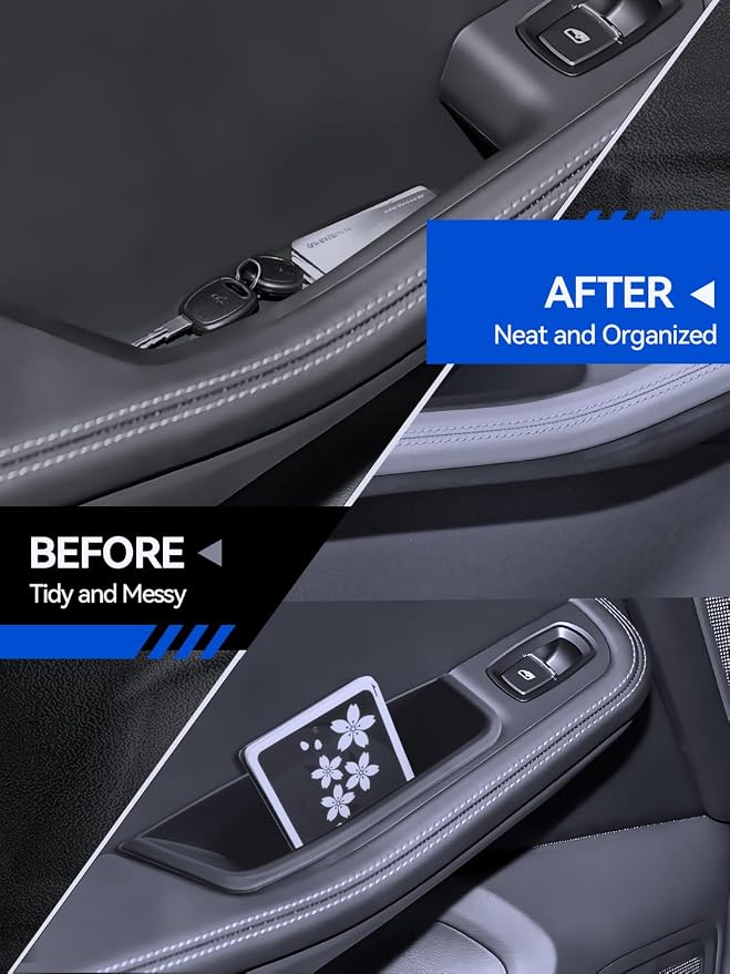 for Macan Door Side Storage Boxes 2015-2026 Porsche Macan Accessories Front & Rear Door Pocket Organizer Tray Set with Anti-Rattle Liners 4PCS(Not for Macan EV)