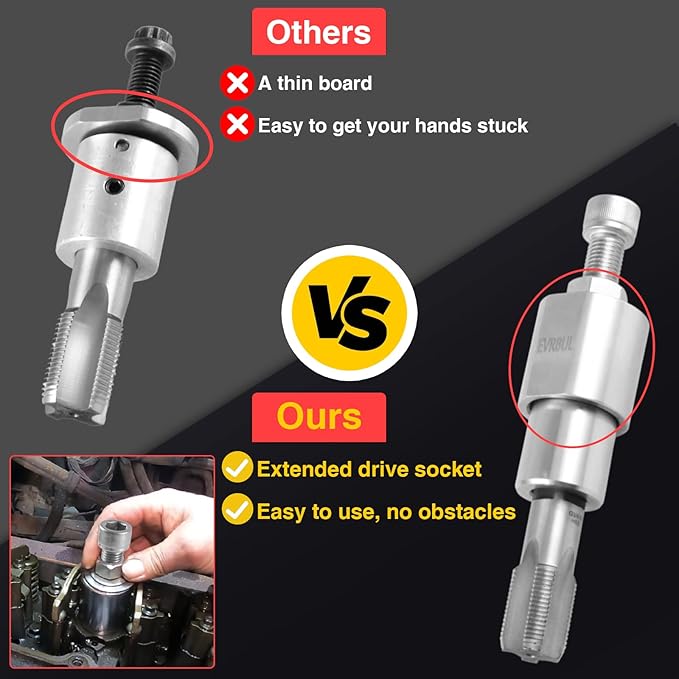 EVRBUL Upgraded Injector Sleeve Cup Removal Installation Tool Kit Compatible with Ford E-Series 7.3L,Ford F-Series 7.3L,Ford Excursion 7.3L,Ford Powerstroke 7.3L,Ford Navistar 7.3L 1994-2003