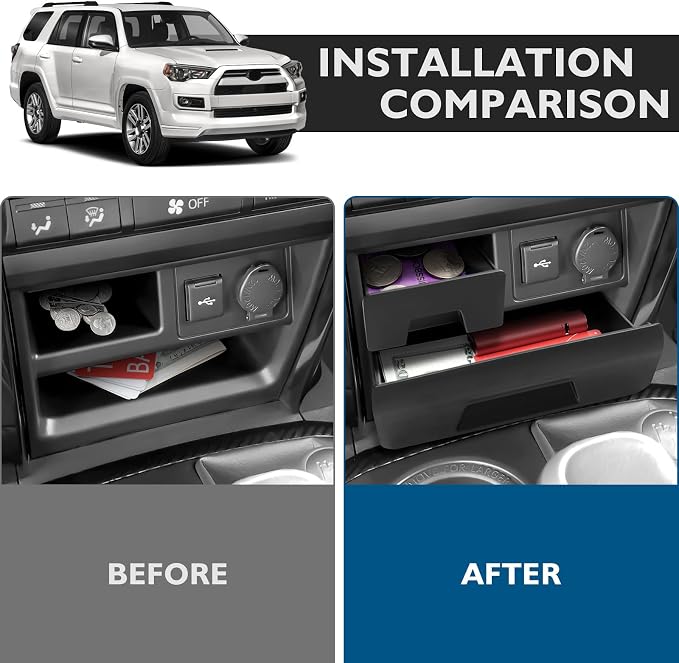 BIBLOZ Center Console Storage Drawer for Toyota 4Runner Accessories 2014-2022 2023 2024 Center Console Organizer Box Console Cubby Drawers 2PCS