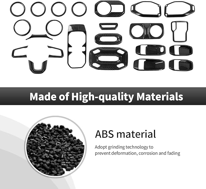 23PCS Full Set Interior Decor Trim Kits Fit for 2018-2023 Jeep Wrangler JL JLU & Gladiator JT 4Door Dashboard Cup Holder Headlight Switch Gear Shift Roof Speaker Map Light Inner Door Bowl Trim