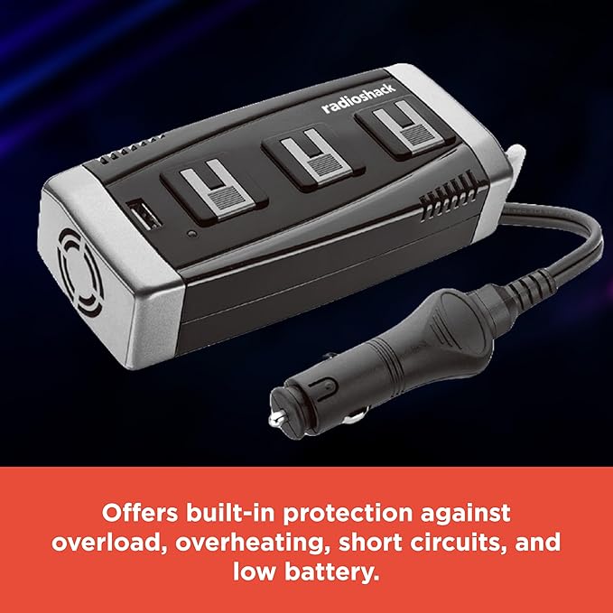 RadioShack 150W Power Inverter, 3-Plug Adapter with USB