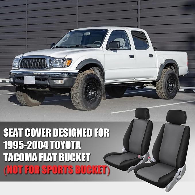 SAPUBK Front Seat Covers Replace for 1995-2004 Toyota Tacoma Flat Bucket Seat, Premium Neoprene with Composite Soft Foam Lining Breathable Seat Cover Cushion