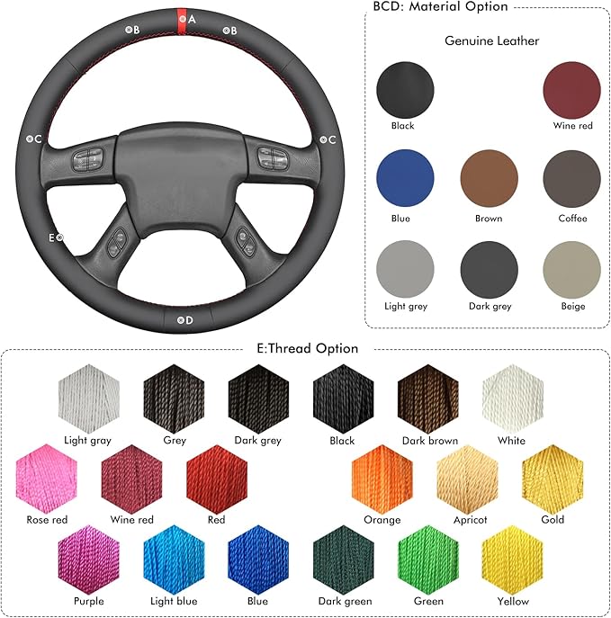 MEWANT Steering Wheel Cover for Chevy Silverado 1500/2500/3500 2003-2006 / Silverado 1500 2500HD 3500 Classic 2007 / Trailblazer 2002-2009 Hand-Stitched Steering Wheel Wrap