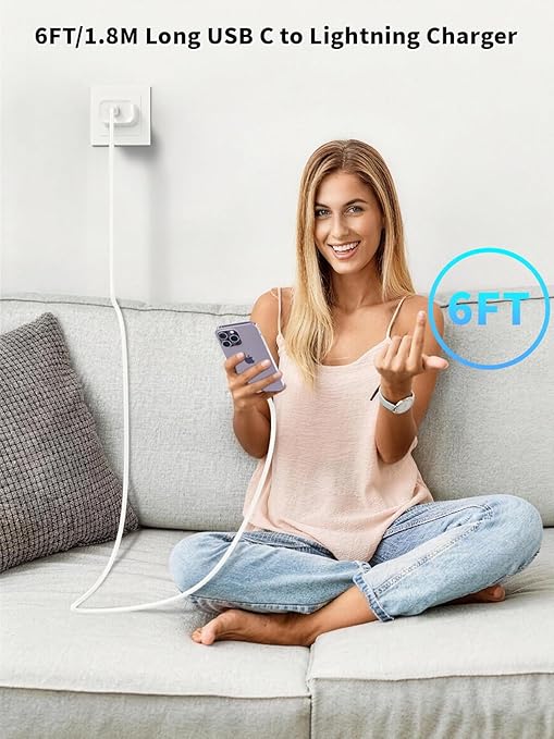 iPhone Fast Charger, [Apple MFi Certified] 20W USB Type C Fast Charging Block Power Delivery iPhone Lightning Charger with 6ft Lightning Cable for iPhone 14 13 Pro Max Mini 12 Pro 11 Xs Max Xr,AirPods