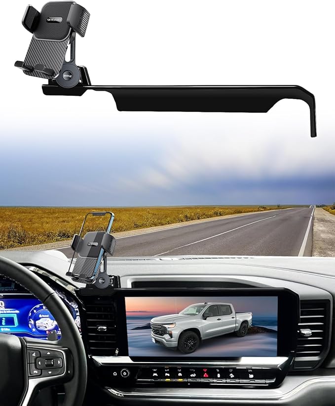 Phone Mount for 2022-2025 Chevrolet Chevy Silverado1500/GMC Sierra 1500 2500HD 3500HD Accessories 13.4-Inch Screen Fixed Clip, Automobile Cradles Car Phone Holder, Cell Phone Base Not Block Air Vent