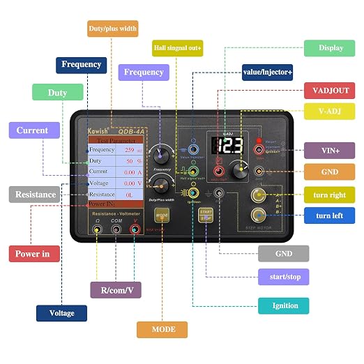 Automotive Ignition Coil Tester, Actuator Testers with Large LCD, All-in-One Spark Plug Tester, Coil Pack & Solenoid Testers, Injector & PWM Signal Generator, Stepper Motor Diagnostic Upgraded QDB3A
