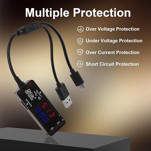 DROK USB Tester 2pcs, USB-A USB-C 2.0 Multimeter Dual USB Ports PD QC 3.0 with Color LED Display Battery Charger Monitor, 7 Modes Capacity Voltage Current Power for Laptop Power Bank Solar Panel