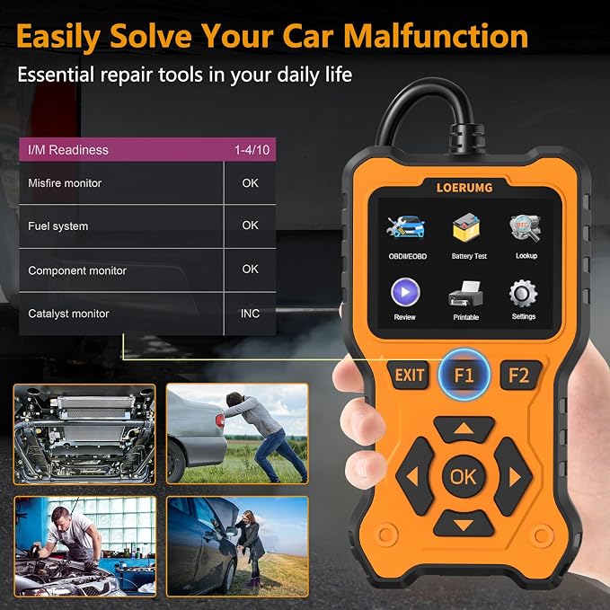 OBD2 Scanner Diagnostic Tool, Enhanced Check Engine Code Reader, Car OBDII/EOBD Scanner with Fault Code Reset & I/M Readiness Auto Engine Light Diagnostic Scan Tool for Vehicles After 1996.