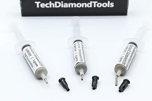 TechDiamondTools Kit of 3 Diamond Polishing Compound Polishing Paste USA Made 4000 8000 50000 Grit for Marble Glass Metal Rock Jewelry Resin Silver Gemstone with High Concentration of Diamond Powder