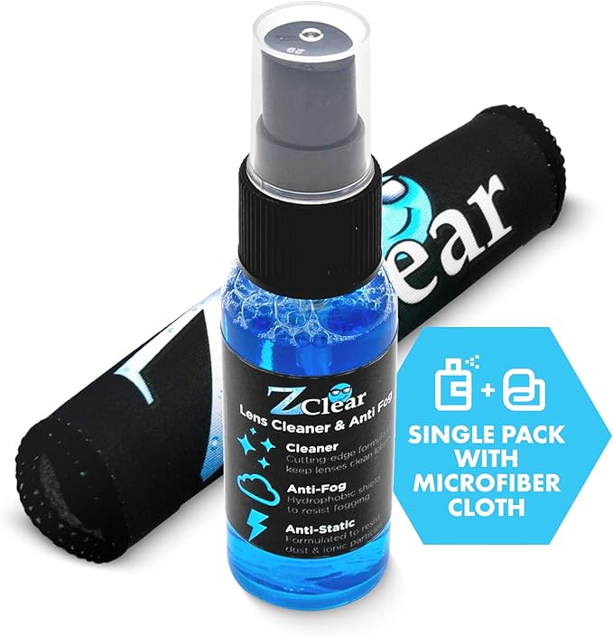 Combo pack 1oz Anti Fog Spray & microfiber for Eye & Sunglasses - Anti Static Glass & Lens Cleaner - Remove and Repel Dirt & Dust - Fog Free Cleaning Spray for Glasses- 1oz spray and towel
