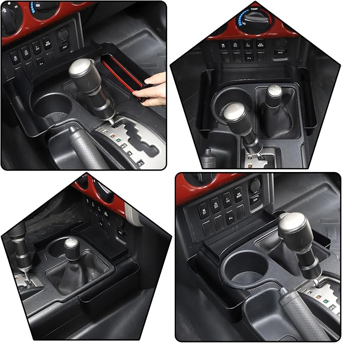 HAPPYHORSE Center Console Shifter Storage Box Compatible with FJ Cruiser 2007-2021, Organizer Gear Side Storage Tray for FJ Accessories, Interior Accessories