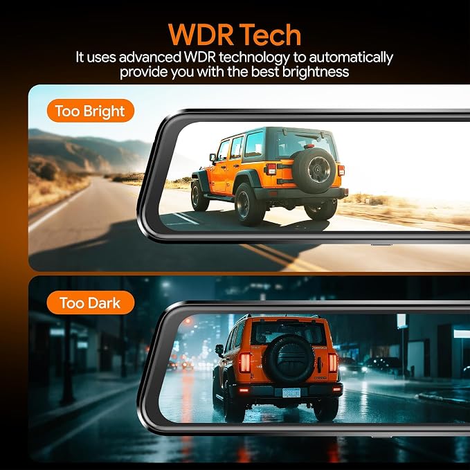 3 Channel Mirror Dash Camera for Cars,9.66" Triple Rear View Mirror with Front 4K/3K, Inside and Rear 1080P with WiFi, G-Sensor, Night Vision, Reverse Assist, Parking Monitoring (Include 64GB Card)
