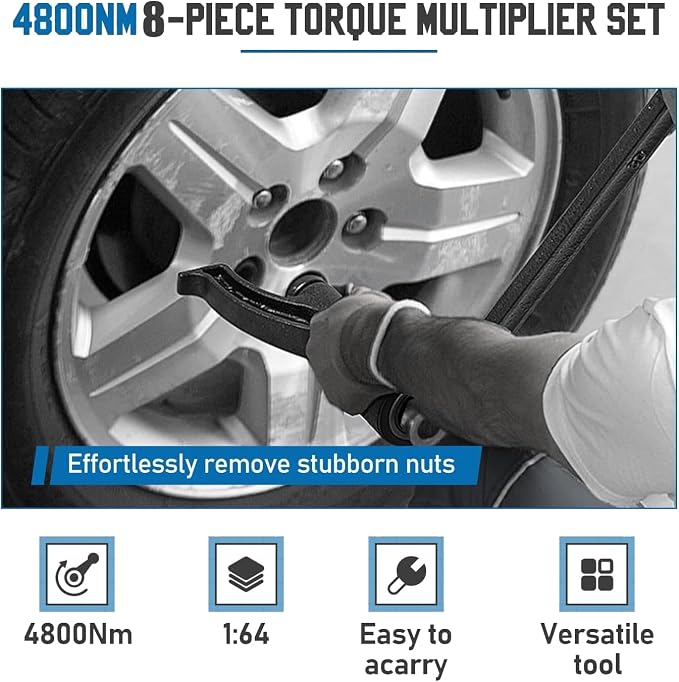 1" Drive Heavy Duty Torque Multiplier Wrench Set, 11 PCS with 21-41mm Sockets Set, 4800 NM 1:64 Labor Saving Lug Nuts Remover for Semi Truck & RVs with Storage Case