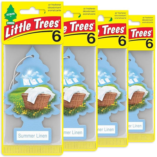 LITTLE TREES Car Air Freshener | Hanging Tree Provides Long Lasting Scent for Auto and Home | 24 Air Fresheners |Summer Linen
