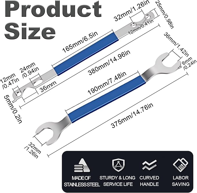 Fan Clutch Removal Tool Kit,32mm & 36mm Wrench Set with Water Pump Pulley Holder,Heavy Duty Automotive Tool for BMW Ford GM Dodge Jeep Chevy(Blue)
