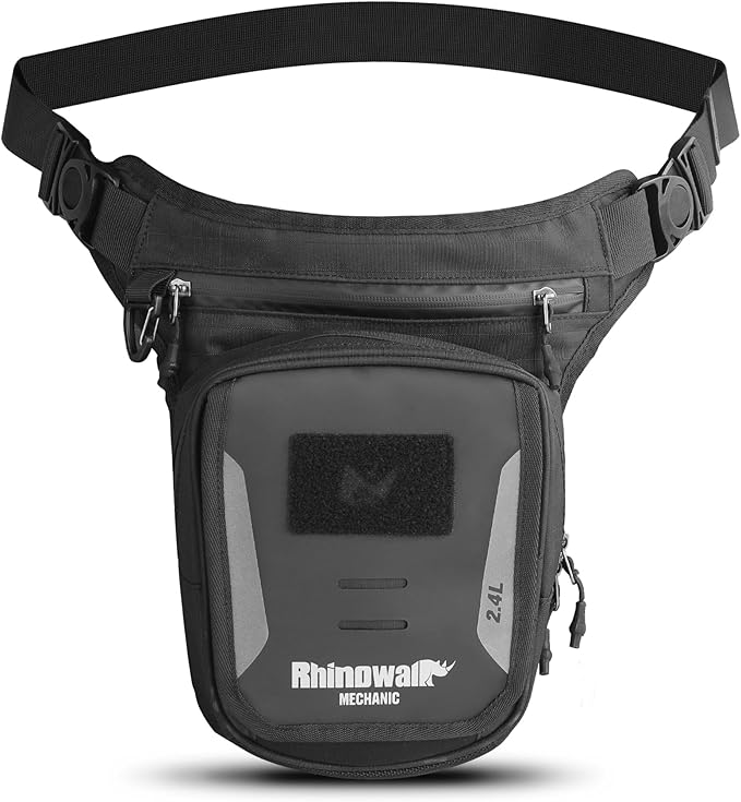 Rhinowalk Motorcycle Fuel Tank Bag, Magnetic Quick Release, Black, One Size, Leg Bag, Waist Pack