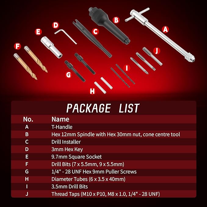16pcs Glow Plug Removal Tool Kit, 8 mm 10 mm Damaged Glow Plug Extractor Repair Remove Tool Set for Cylinder Heads