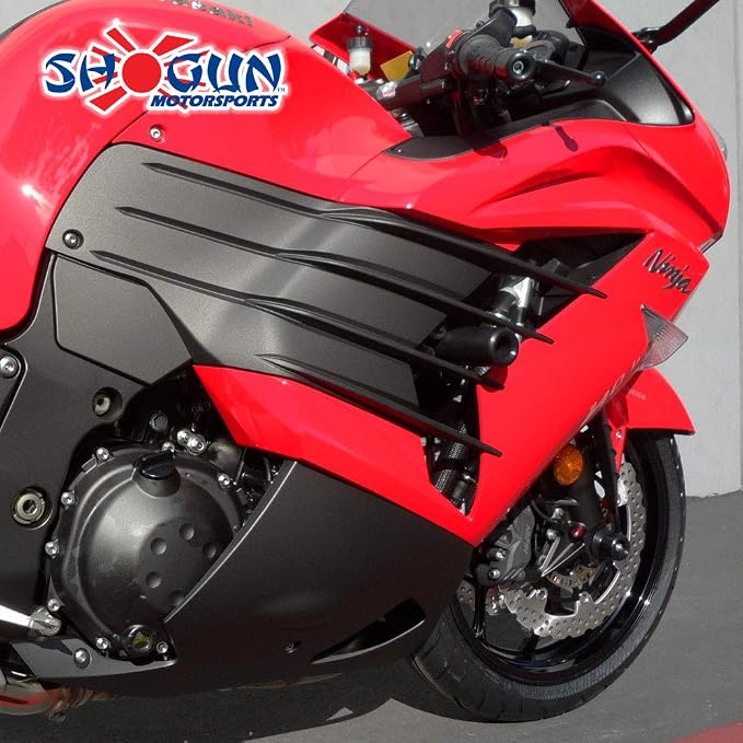 Shogun USA Made Kaw ZX14R 2012 2013 2014 2015 2016 2017 2018 2019 2020 2021 2022 2023 2024 2025 Black Comp No Cut Frame Slider Kit Includes No Cut Frame Sliders Swing Arm Spools and Bar Ends 755-4719