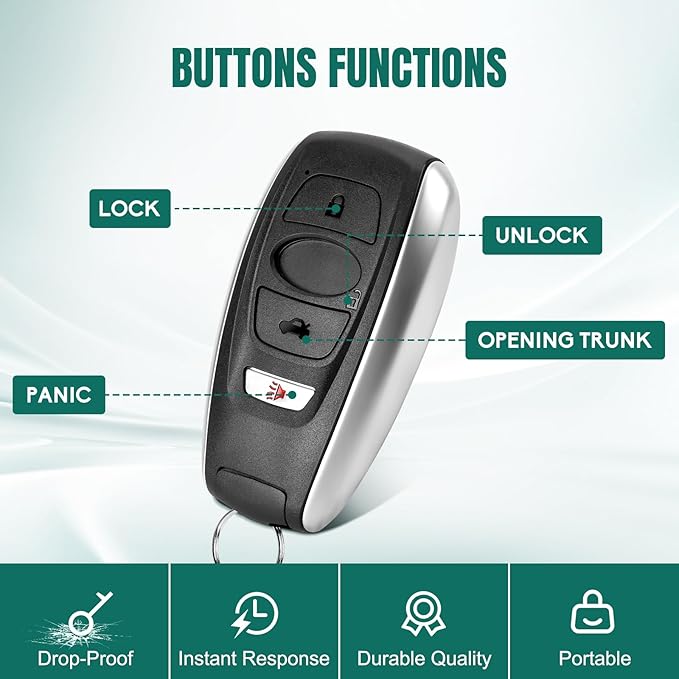 Key Fob Replacement Fits for Subaru Ascent Crosstrek Forester Impreza Legacy Outback WRX STI 2017-2024, Smart Proximity Keyless Entry Remote Control HYQ14AHK 88835-FL03A,88835-FL03B,88835-FL03C 433Mhz