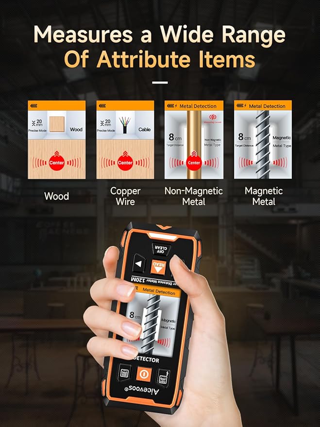 Stud Finder Wall Scanner - Stud Finder Tool w/Intelligent Microprocessor Chip, Stud Detector Beam Finders and Laser Measure for the Center and Edge of Wood AC Wire Metal Studs Joist Pipe