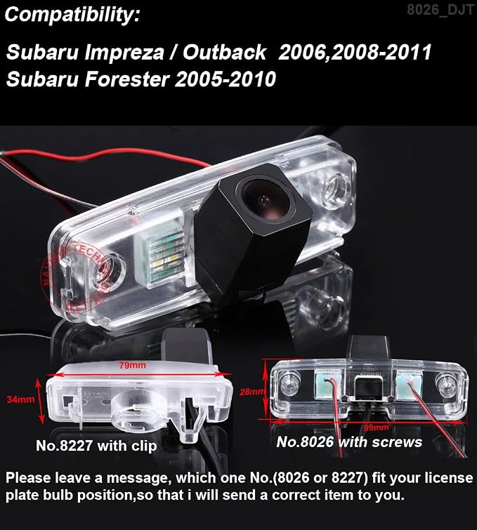 HD 1280Pixels IP68 170° Auto License Plate Light Rear View Reversing Backup Camera Parking Aids Compatible with Toyota Prado/Subaru Outback Wagon WRX Sedan Forester Tribeca SG MK2 SH MK3/Impreza Hatch