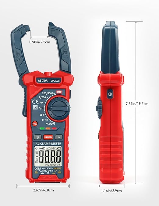 AstroAI Digital Clamp Meter Multimeter 2000 Counts Amp Voltage Tester Auto-ranging with AC/DC Voltage, AC Current, Resistance, Capacitance, Continuity, Live Wire Test, NCV, Blue (Pack of 2)