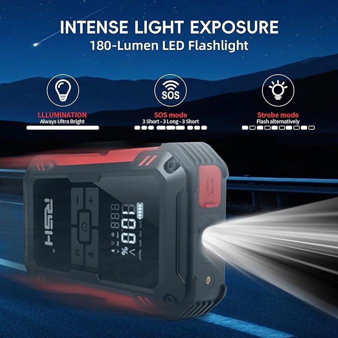 Car Jump Starter with Air Compressor 4000A Peak Battery Jump Starter 14.8V,150PSI Inflator Auto Booster 15000MA Jump Box (up to 10L Gas,8L Diesel Engine),LED Light with Quick Charger USB & Type C