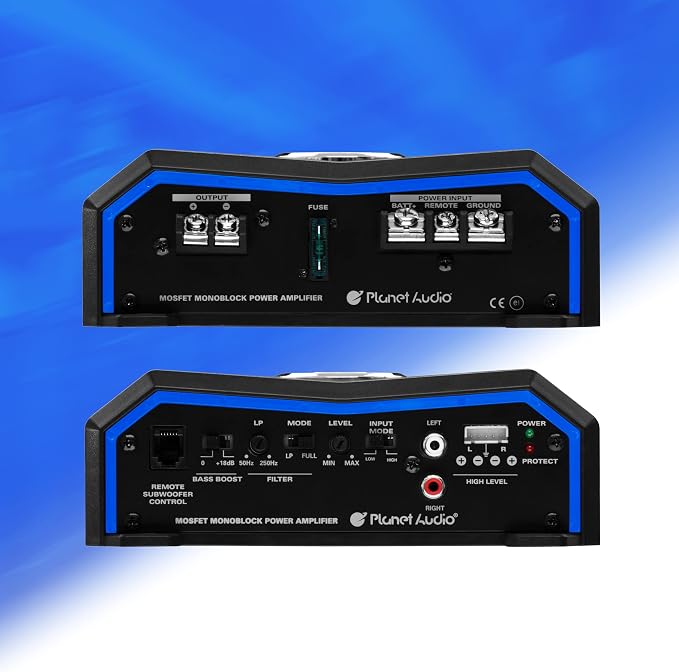 Planet Audio PL1500.1M Monoblock Car Amplifier - 1500 Watts, 2/4 Ohm Stable, Class A/B, Mosfet Power Supply