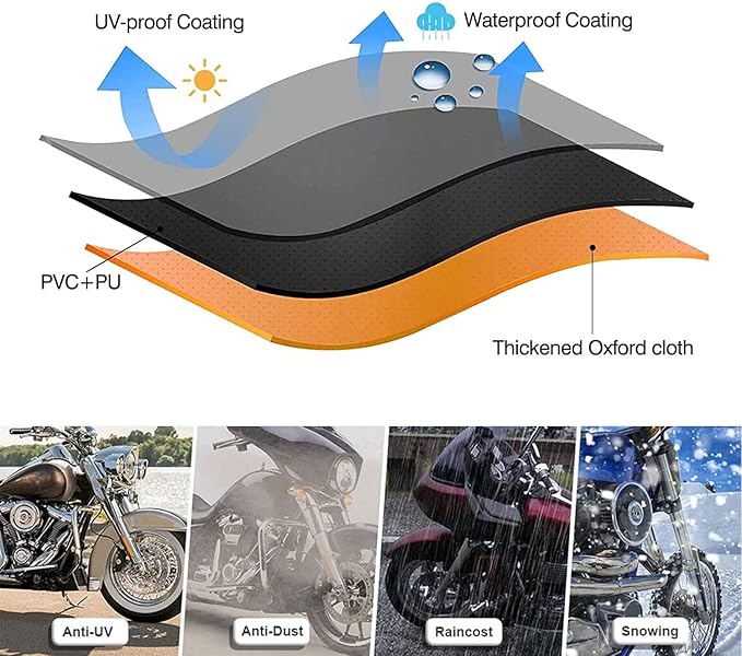 Comnova Motorcycle Cover 104 Inch, 600D Universal Motorcycles Cover Waterproof with Lock-Holes All Season, Large Motorbike Vehicle Scooter Cover for Harley Davidson, Honda, Suzuki, Kawasaki, Yamaha