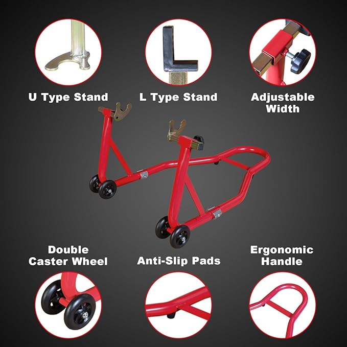 Jack Boss Motorcycle Stand Rear Combo Wheel Lift Stands, 500Lbs Capacity,Swingarm Spool Paddock Stands for Sport Bike,Fit for Yamaha, for Honda, Suitable for Kawasaki