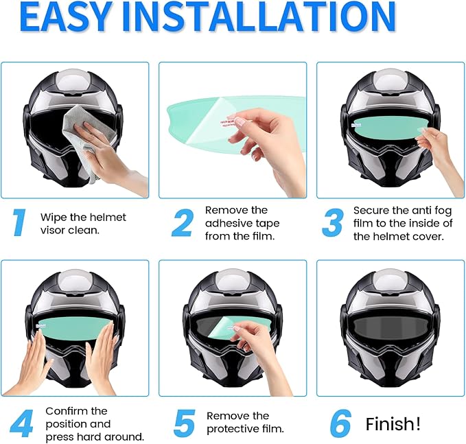 Motorcycle Anti Fog Film, Universal Fit Helmet Visors Insert Waterproof Fog Resistant Clear Vision
