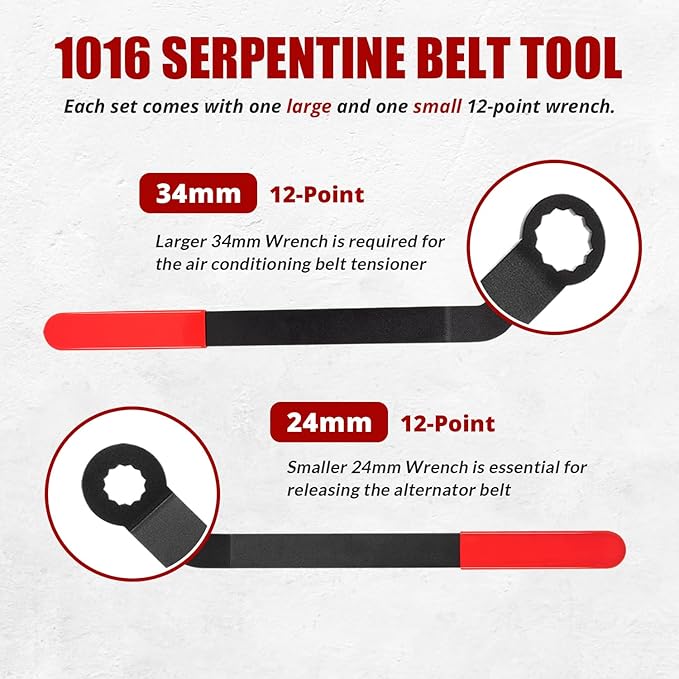 2-Pack 1016 Serpentine Belt Tool Set for All 2007+ Mini Models Equipped with The N12, N14, N16 & N18 Engines, Serpentine Belt Tensioner Kit Replaces#116210