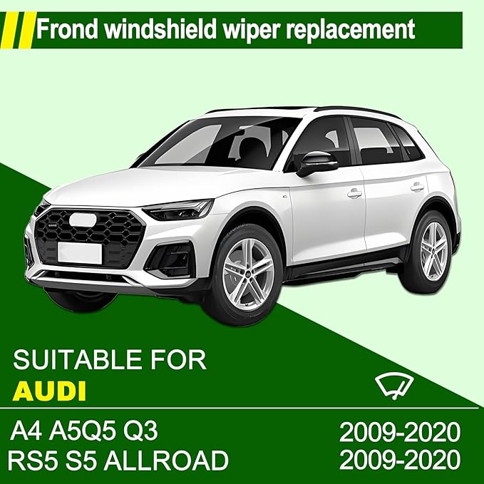 ZIXMMO® Wiper Blades:2-Pack Windshield Wipers for Audi A4 Q5 Q3 A5 RS5 S5 allroad 2009-2020-All-Season Beam Design-Exact Fit Replacement for Audi Cars (25"/20")