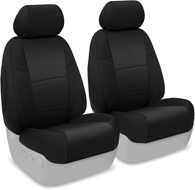 Coverking Custom Fit Front 50/50 Bucket Seat Cover for Select Ford F-Series Models - Neosupreme Solid (Black)