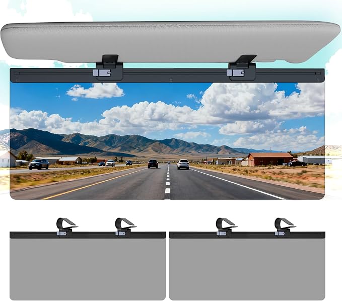 Sun Visor Extender for Car, Visor Extender Attachment for Car, Adjustable Visor Extender Sun Blocker UV400, Polarized Sun Visor Extender, Anti-Glare, UV Protector (2 Pack, Large)