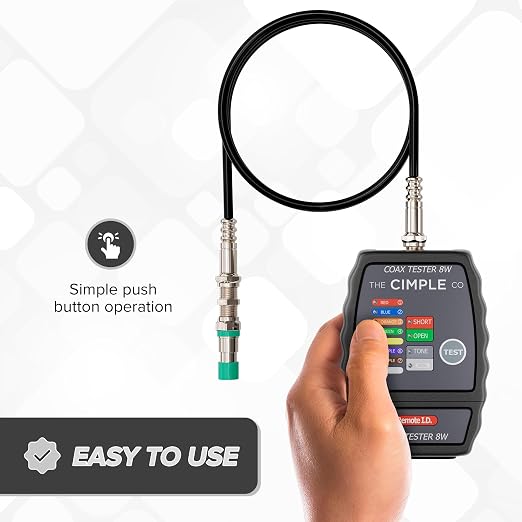 THE CIMPLE CO Coax Cable Tester, Tracer, and Toner - 8-Port Coaxial Cable Mapper and Locator with Color-Coded Remotes - Wire Tracer and Continuity Tester for Up to 8 Locations - 8 Ports, Black