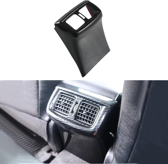 Rear Air Condition Vent Cove Imitation Carbon Fiber Pattern Style Interior Decoration Accessories Compatible with Toyota Hilux 2016 2017 2018 2019 2020 2021 2022 2023 2024 2025