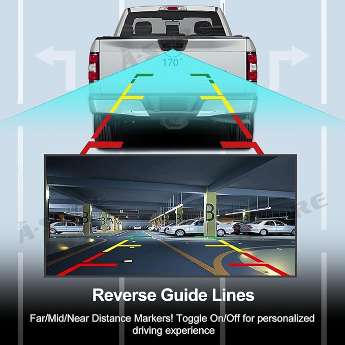 ASURE Tailgate Handle Backup Camera for Ford F150 2015-2020 | 1080P HD, 170° Wide Angle, Night Vision, IP68 Waterproof, RCA Plug, Switchable Guide Lines for Trucks & Tight Parking