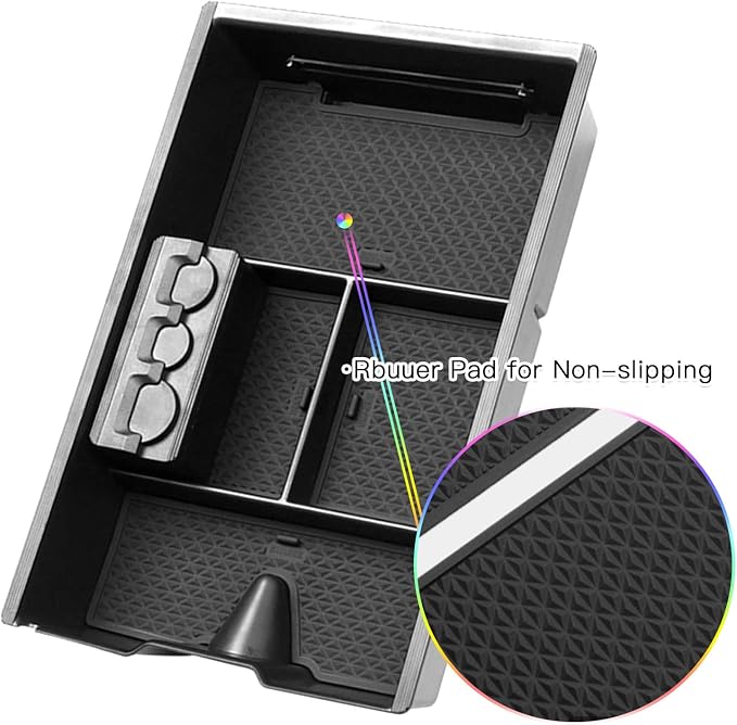 SKTU Center Console Organizer Customized for 2009-2020 Dodge Ram 1500 2500HD 3500HD Insert ABS Black Materials Tray Armrest Box Glove Secondary Storage Box with Coin and Glass Holder