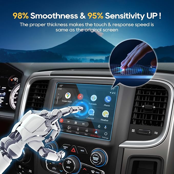 LFOTPP Fit for D*odge Ram 1500 2500 3500 2013-2018 2019 2020 Uconnect Tempered Glass Protector Special for 8.4 Inch in-Dash Center Navigation Display Screen 2 Pack