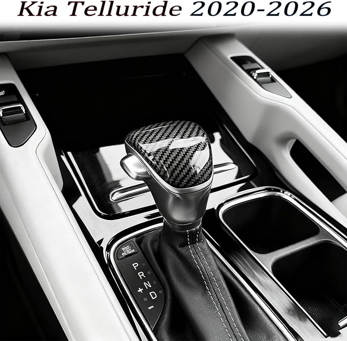 Gear Shift Cover,for Kia Telluride 2020 2021 2022 2023 2024 2025 2026,Car Center Console Gear Shift Knob Cover Trim Cap - Carbon Fiber