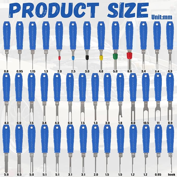 Depinning Tools Kit - 41Pcs Pin Removal Tools with Blow-Molded Case | 41Pcs Terminal Removal Tools Terminal Pin Removal Kit for Automotive Motorcycle Electrical Wire Harness & Connectors