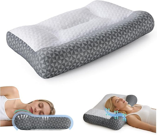 Cervical Neck Pillow for Sleeping - Ergonomic Side Sleeper Pillows for Pain Relief, Contour Cervical Pillow for Neck Support, Orthopedic Memory Foam Pillows for Side Back Stomach Sleepers (26″x15″)