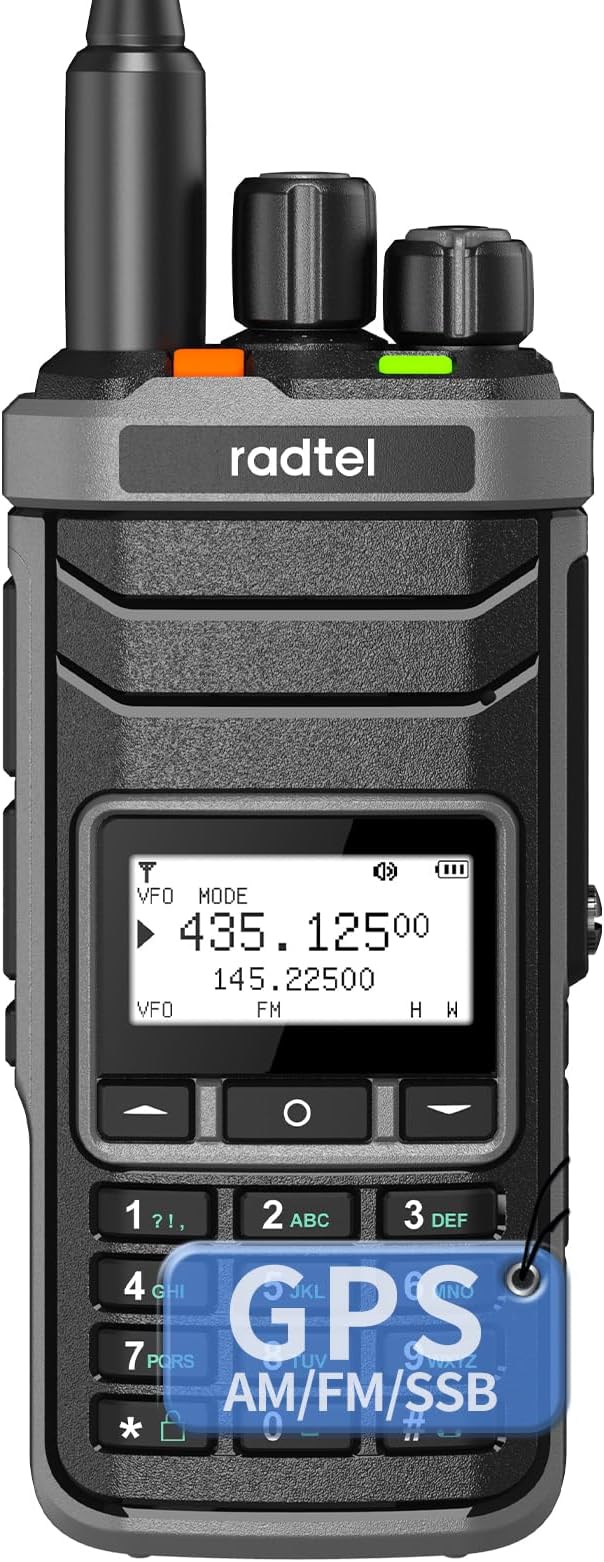 Radtel RT-860G GPS Version Multi Band Ham Radio HF UHF VHF Dual Band with AM USB LSB CW CB LW MW SW SSB Reception, 1024 Channels, 2000mAh Battery, Type-C Charging