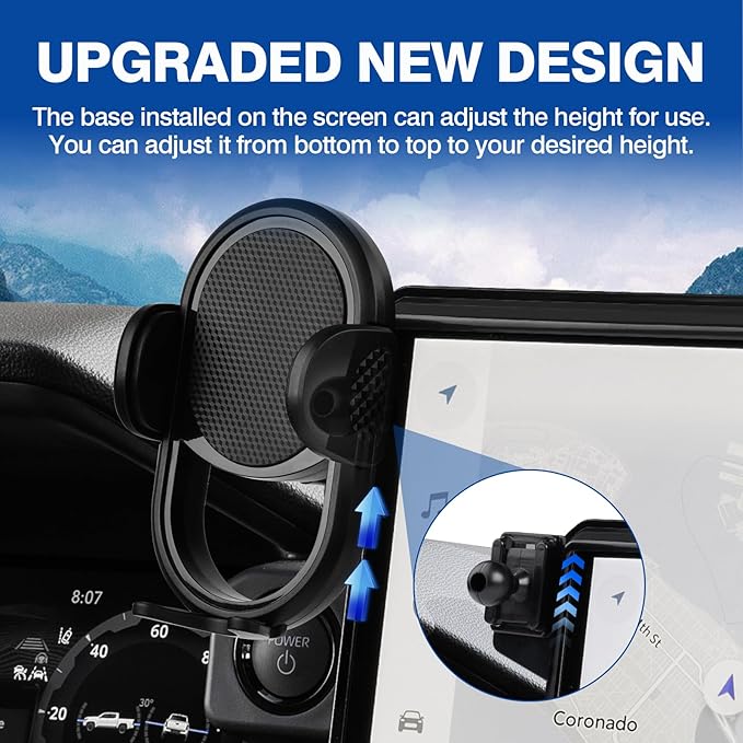 Autorder Car Phone Holder for 2024-2025 2026 Toyota Tacoma/2025-2026 4Runner Accessories Phone 360° Rotation Mount Cell Phone Stand Hands-Free Shockproof Not Block Air Outlet(Only fit 14'' Screen)
