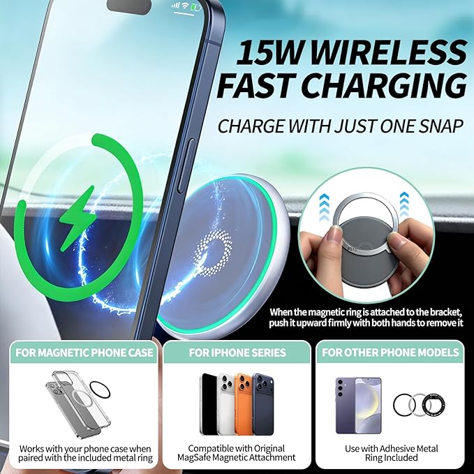Magnetic Phone Mount for Audi Q5 2021-2025 A4 S4 A5 S5 RS5 2020-2025 Accessories 10.1-inch Screen, 360° Rotation for Magsafe Wireless Charger Phone Mount with Storage for iPhone Samsung