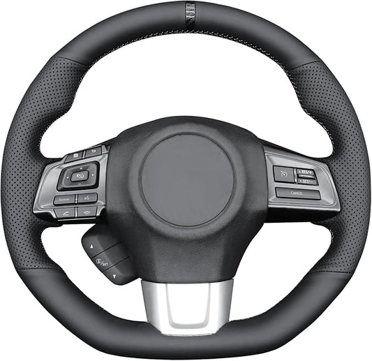 MEWANT Hand-Stitched Black Steering Wheel Cover for Subaru WRX STI 2015-2021 DIY Steering Wheel Ptotector Wrap