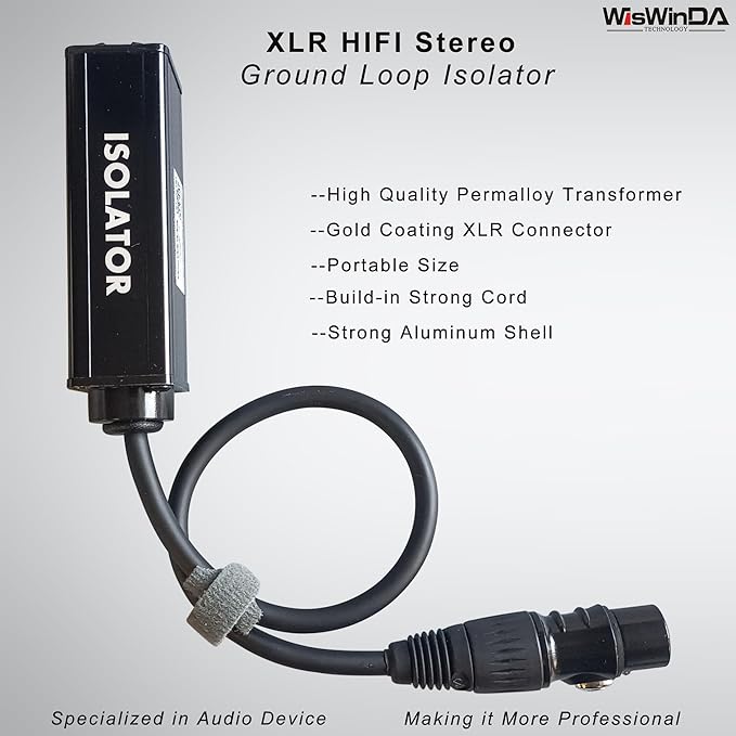 XLR Ground Loop Isolator Hum Eliminator for Home Stereo System/Speaker/Car Audio/Car Kit/Audio Player (Eliminate The Buzzing Noise) (XLR-HiFi Stereo with Cord)